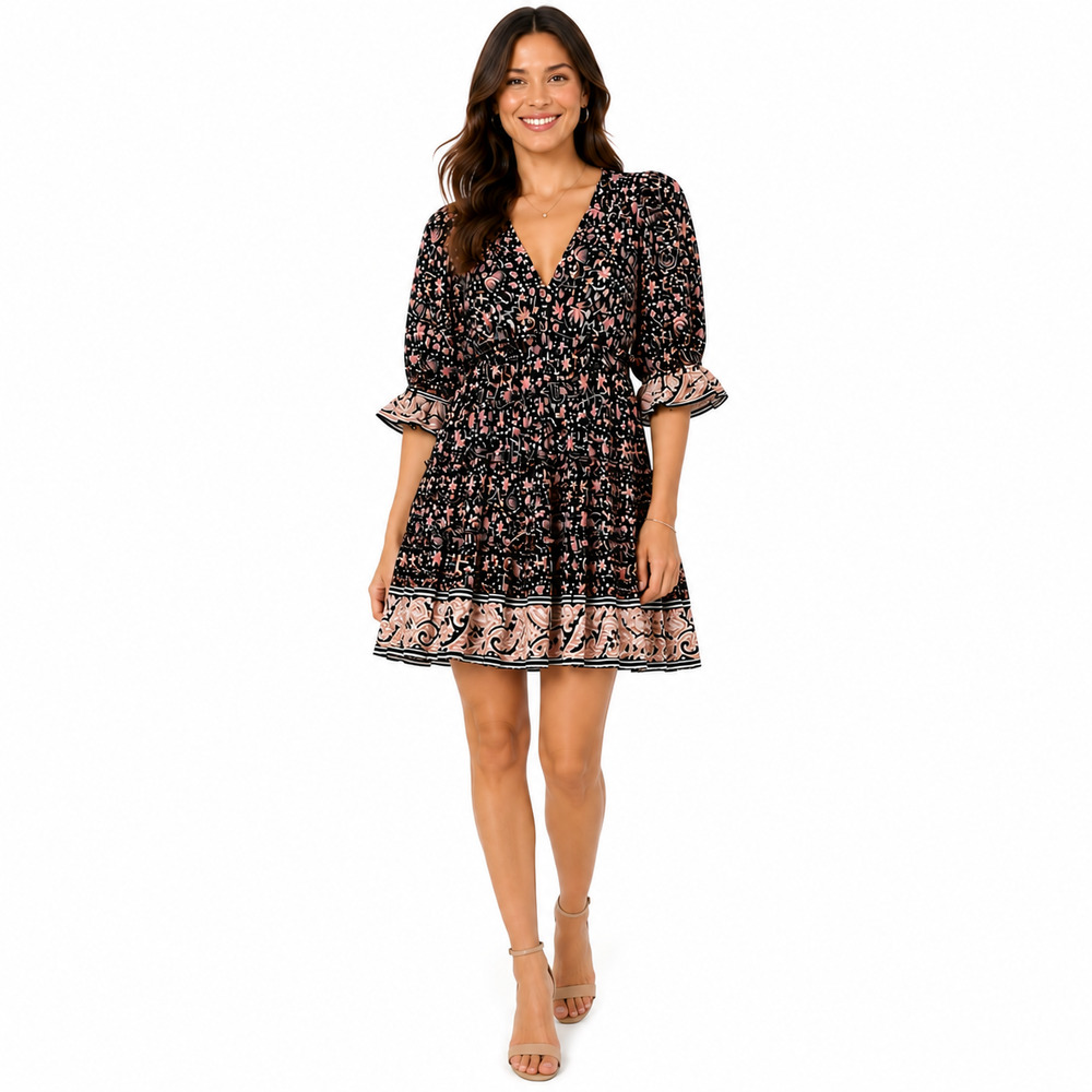 Cleobella Womens Babydoll Dress Size Small Floral Cottage Festival Boho Romantic